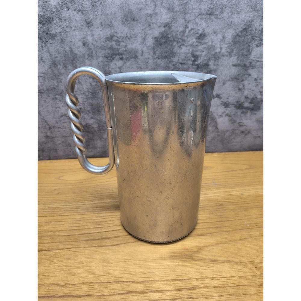 VINTAGE‎ B.W. BUENILUM ALUMINUM WATER PITCHER W/SPIRAL HANDLE
